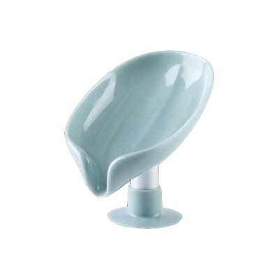 China 2021 Hot Sale TOILET Ledge Leaf Shape Drain Soap Holder Plastic Box Bathroom Shower Soap Storage Box for sale