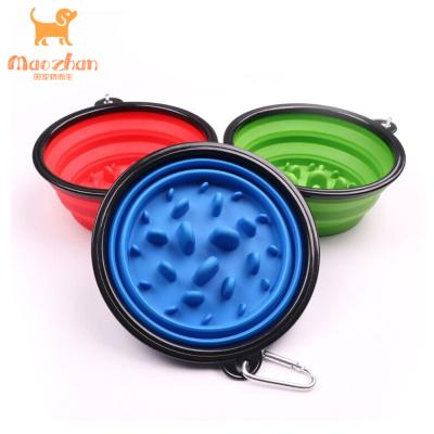 China New Automatic Portable Collapsible Collapsible Dog Silicone Slow Feeding Bowl for sale