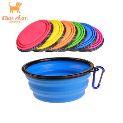 China Automatic 1000ml / 350ml Logo Collapsible Silicone Foldable Travel Custom Dog Bowl Food for sale