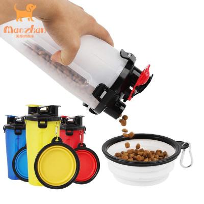 China Viable Outside 2 In 1 ABS Folding Double Cups Portable Dog Water Bottle With Bowls for sale