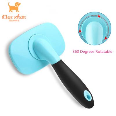 China Viable Dog Hair Brushes Pet Grooming Cat Dog Automatic Hair Shedding Self Cleaning Pet Slicker Brush for sale