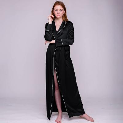 China Luxury Sleepwear WR3041 QUICK DRY Luxury Polyester And Spandex Custom Color Sex Pajamas Women Long Robe for sale