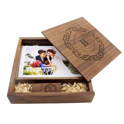 China Solid Wood Best Wishes Wedding Wooden 4GB 8GB 16GB 32GB 64GB 128GB USB 2.0 3.0 Gift Photography USB Flash Drive Box for sale