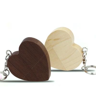 China Custom best heart wooden shape wholesale price logo usb flash memory stick drives cheap volume for sale