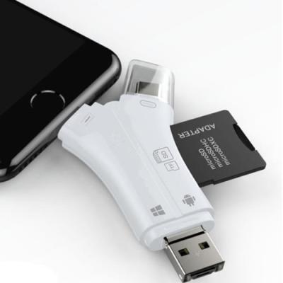 China High Quality Plastic Mobile Phone Plastic OTG Fast Speed ​​4in1 USB Drive Flash Card Reader for sale