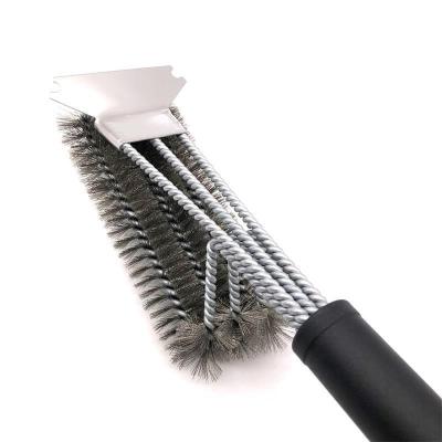 China Easily Cleaned Super Powerful Stainless Steel BBQ Grill Cleaning Brush And Scraper for sale