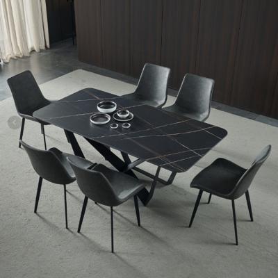 China Large 8 Seater Metal Leg Italian Luxury High Quality Modern Stainless Steel Or Marble Ceramic Tile Top Dining Table for sale