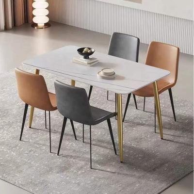 China Modern Marble Dining Table 2021 Marble Top Dining Table Set Gold Single Legs Dining Table Set 6 Seater for sale