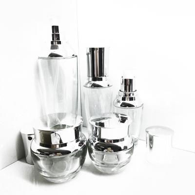 China Cosmetic Wholesale Custom Series Cosmetics Cream Glass Jars And Bottles For Cosmetics for sale