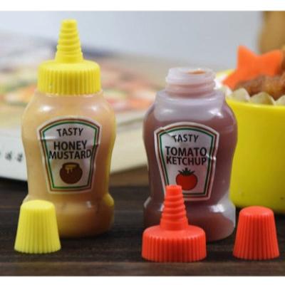 China One Set Two Transparent Bottle 25ml Mini Honey Mustard Bottle With Screw Tasty Lid Squeeze Tomato Ketchup Sauce Food Safe Peacock Bottle for sale