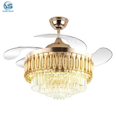 China NEW ARRIVAL LED Ceiling Fan Light 42 Inch Chandelier Light Fan 220v AC Motor Luxury Hotel Remote Control Fan for sale