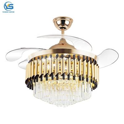 China New Vintage European 2022 Vintage LED Ceiling Fans Ceiling Fan Light Luxury Remote Fan Light Retractable Ceiling Fan With Light for sale