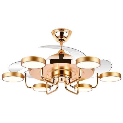 China Modern multi head chandelier ceiling fan 42 inch retractable with led light decorative ceiling fan remote control for sale