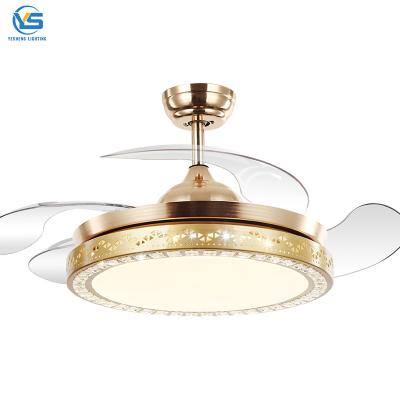 China Modern Vintage Led Ceiling Fans Light 42 Inch Round Remote Control Modern Indoor Concise Style Decorative Chandelier Ceiling Fan for sale