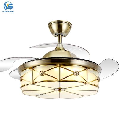 China Modern Crystal Chandelier Light With Fan 42inch Ceiling Fans With Remote Control For Home Decoration for sale