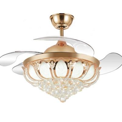 China Post Modern 72 Inch Ceiling Fan Empire Beaded Luxury Pendant Lights Chandelier Lighting for sale