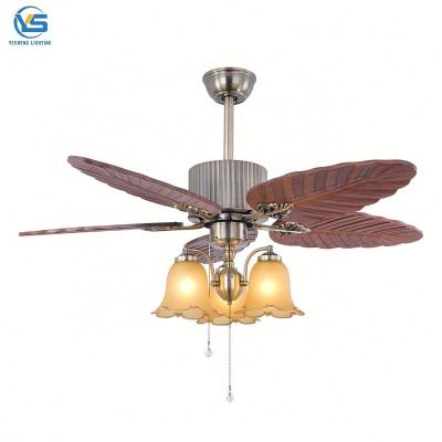 China Rustic LED Ceiling Fans With Decorative Smart Remote Control Modern Indoor Ceiling Fan Luxury Wooden Ceiling Fans With Light for sale