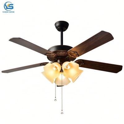 China Rustic LED Ceiling Fans With Decorative Smart Remote Control Modern Indoor Ceiling Fan Luxury Wooden Ceiling Fans With Light for sale