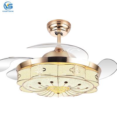 China Modern Modern Retractable Chandelier LED Ceiling Fan Light With Remote Control for sale