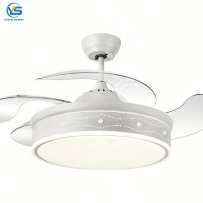 China Modern 42 inch 110v 220v Folding Modern Remote Control Ceiling Fans With Lights Lamp Led Designer Luz Scam Ventilador Oculto Techo for sale