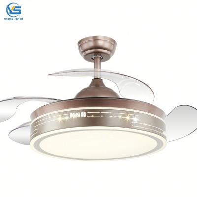 China Modern 42 inch 110v 220v Folding Modern Remote Control Ceiling Fans With Lights Lamp Led Designer Luz Scam Ventilador Oculto Techo for sale