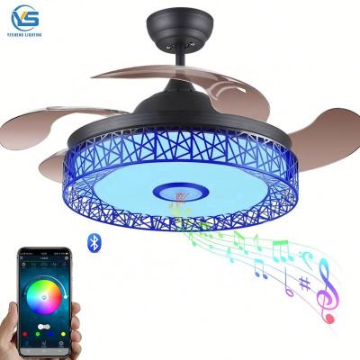 China Modern Ventilador de techo con luz LED 36W motor retractiles 6 velocidades velocidades d'aspas de memoria d'esque de tonalidades de C.C y Altavoz 3 for sale