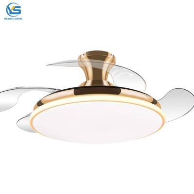 China Modern 42 inch 110v 220v Folding Modern Remote Control Ceiling Fans With Lights Lamp Led Designer Luz Scam Ventilador Oculto Techo for sale