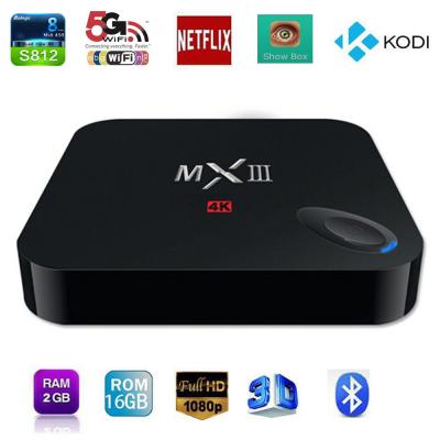 China Updated MX3 MXIII Android tv box S812 Quad core 2G/8G Kodi Loaded Dual Wifi Media Player for sale