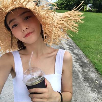 China 2021 Bucket Hat Beach Straw Cap With Raw Edge Sunblock Women's New Image Sun Hats Summer Floppy Hats for sale