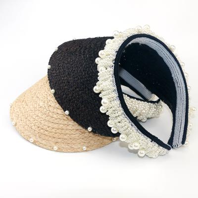 China Wholesale Plush Fashion Women Empty Top Hat Straw Hat New Hat Pearl Beach Hat Raffia Hat for sale