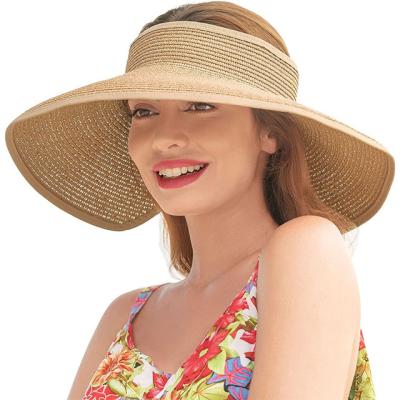 China COMMON Women's Straw Sun Visor w/Cute Bowtie Straw Crownless Hat Designer New Foldable Hat for sale