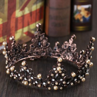 China Bridal Headpiece Wedding Bridal Headpiece Rhinestone Pearl Crown Retro Hair Decoration Girls Baroque Bridal Circle Accessories Large for sale