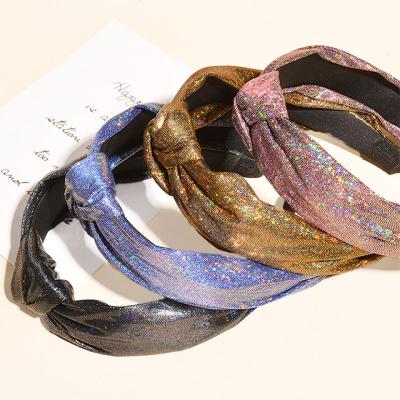 China Girls Hair Decoration Wide Edge Knotted Headband Headband Women Fashion Hair Band Luxury Shiny Wholesale for sale