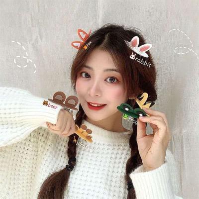 China 2021 Cute Girls Hair Decoration Easter Hairpin Rabbit Ear Hair Clip Cartoon Animal Hair Clip Girl Bangs Clip Wholesale for sale