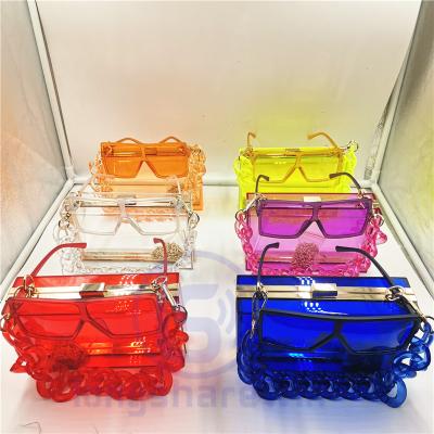 China Crystal Handbag Clear Acrylic Purse Sun Hat Wholesale Acrylic Clutch Party Match Sunglasses for sale