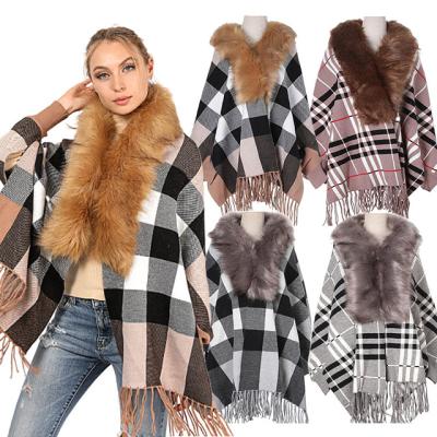 China Warm Thickened Warm Scarf Pashmina Shawl Coat Fur Collar Wrap Cape Shawl With Sleeves Winter Designers Shawl Famous Brand for sale