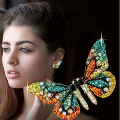 China Butterfly Wing Earrings Rhinestone Fashion All-match Butterfly Earrings FASHION Dangle Drop Shipping for sale