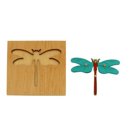 China DIY TOY BO015 dragonfly puzzle montessori biology equipment materials wooden educational toys for children for sale