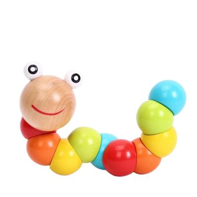 China Wooden colorful worm toy materials montessori HL004 wooden educational toys montessori toys for sale