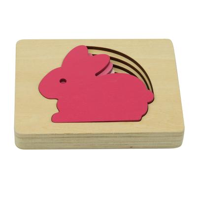 China Rabbit QT301 wooden multi-layer wooden montessori puzzle educational toy for sale