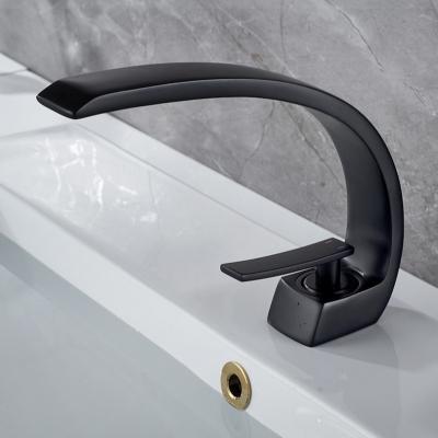 China Black Single Bend Sink Faucets Single Bend Faucets Hot And Cold Moon Brass Joint Thermostatic Explosion Brass Basin Faucet Basin Faucet for sale