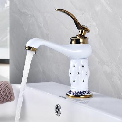 China Thermostatic Floral Ceramic Single Handle Mixer Tap Vintage Bronze Faucets Cold-Hot Water Faucet For Bathroom Basin Sink Home Decoration for sale