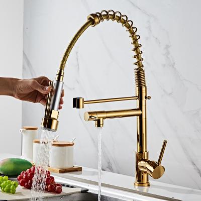 China Faucets Gold Thermostatic Kitchen Faucet With Single Handle Pull Down Kitchen Faucet With Sprayer For Kitchen Sink Faucet for sale