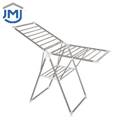 China Stored Heavy Duty Fabric Laundry Rack Foldable Dryer Stand Up Stainless Steel Clothes Drying Rack for sale