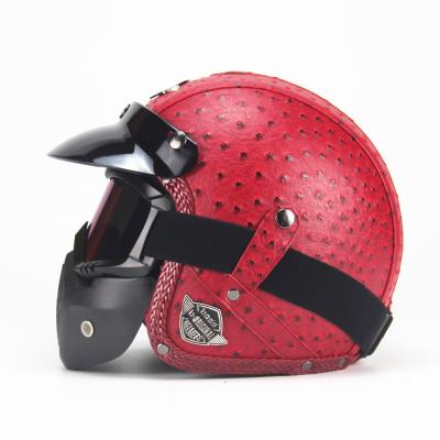 China 3/4 Helmet Cruiser Shockproof Scooter With SUBO Vintage 3/4 Retro Detachable Motorcycle Helmet Detachable Retro Helmet Cruiser Scooter Casco Moto W for sale