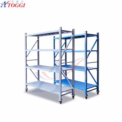 China Warehouse Metal Storage Rack Collapsible Shelving Unit With Wheels for sale