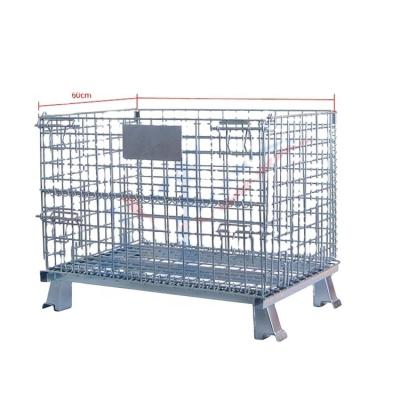 China Collapsible Storage Folding Steel Cage Wire Mesh Metal Pallet Cage For Warehouse Logistics for sale