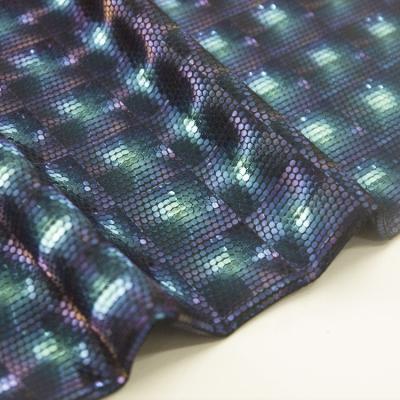 China New product FOILED PRINT 100%polyester foiled shiny glitter dress fabric for sale