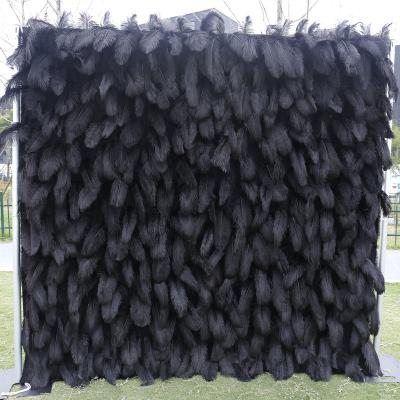 China Cloth back + artificial black flower roll high simulation flower up wall feather for wedding birthday party carnival photo backdrop for sale