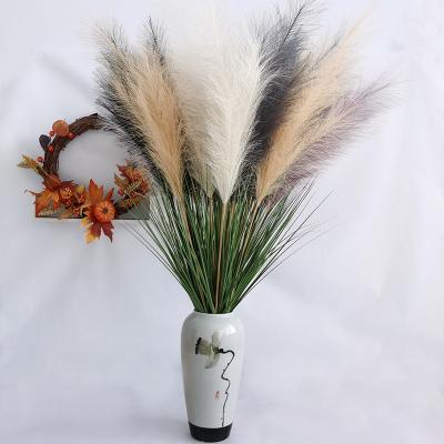 China Fashional Pampas Grass Decor Bulk Artificial Silk Fake Pampas Grass Decor Professional Manufacturing Fake Wedding With Leaves for sale